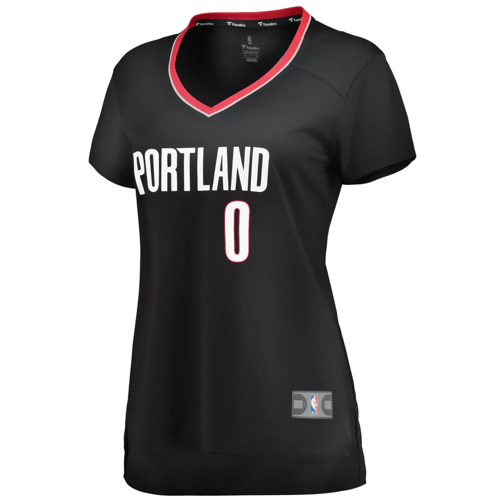 Damian Lillard Jersey Black Portland Trail Blazers Women Replica White Red Icon