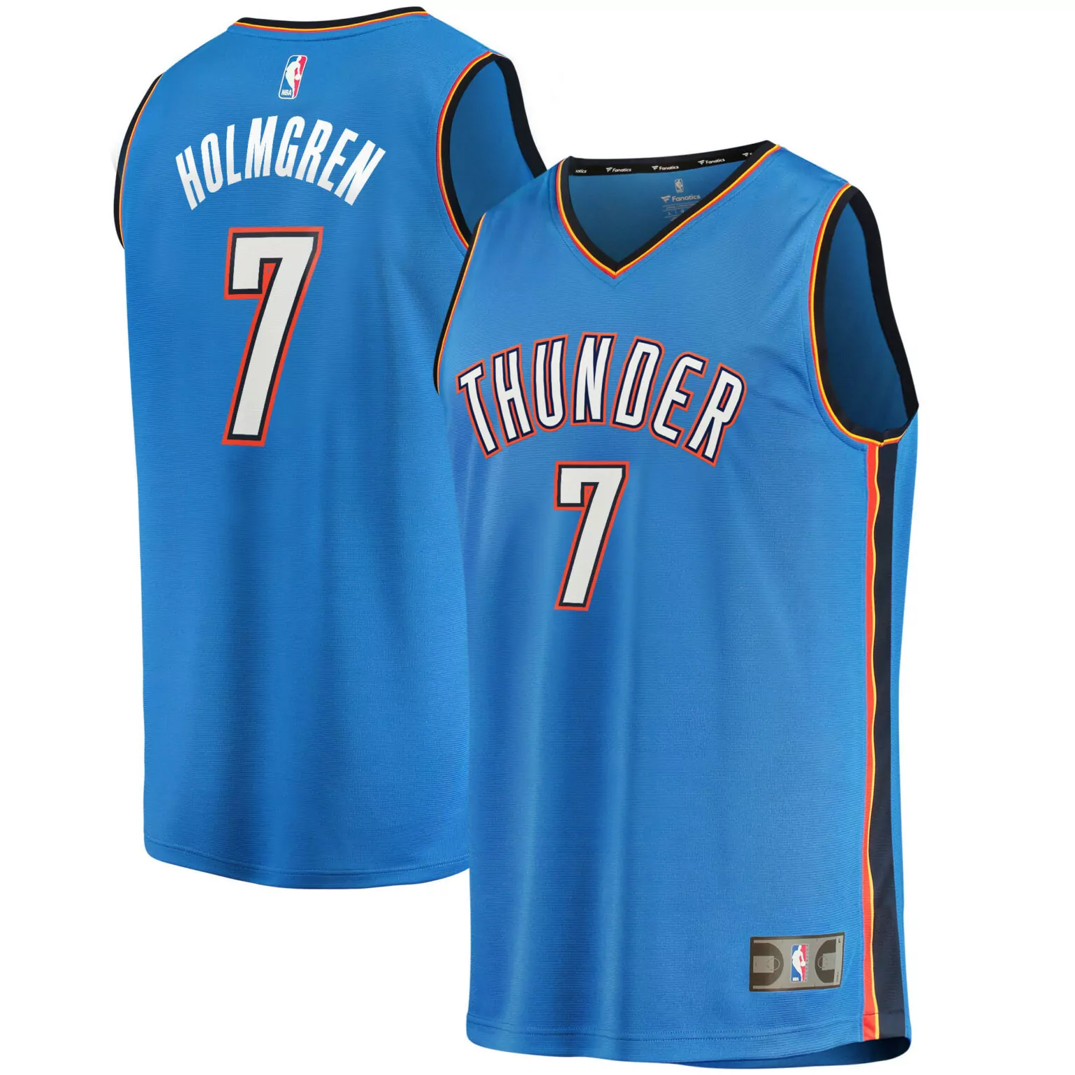 Chet Holmgren 7 Jersey Blue Oklahoma City Thunder Men Replica Orange Yellow Black