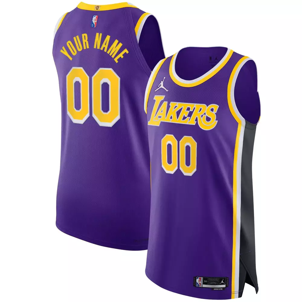 Custom Lakers Jersey Purple Men Yellow White Black Swingman