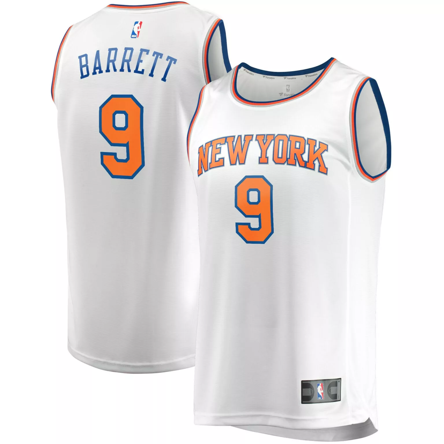 Rj Barrett 9 New York Knicks Jersey White Men Orange Blue