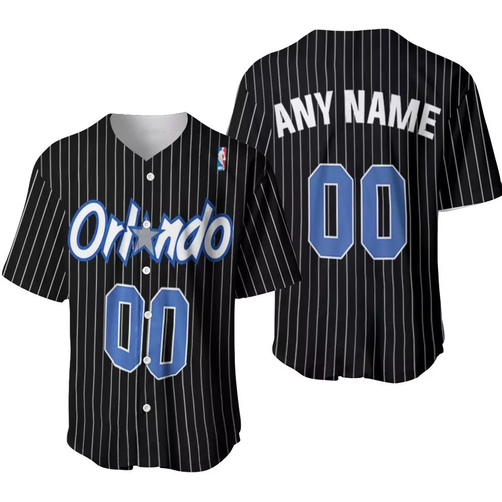 Orlando Magic Jersey Black White Blue Hardwood Classics Swingman Custom