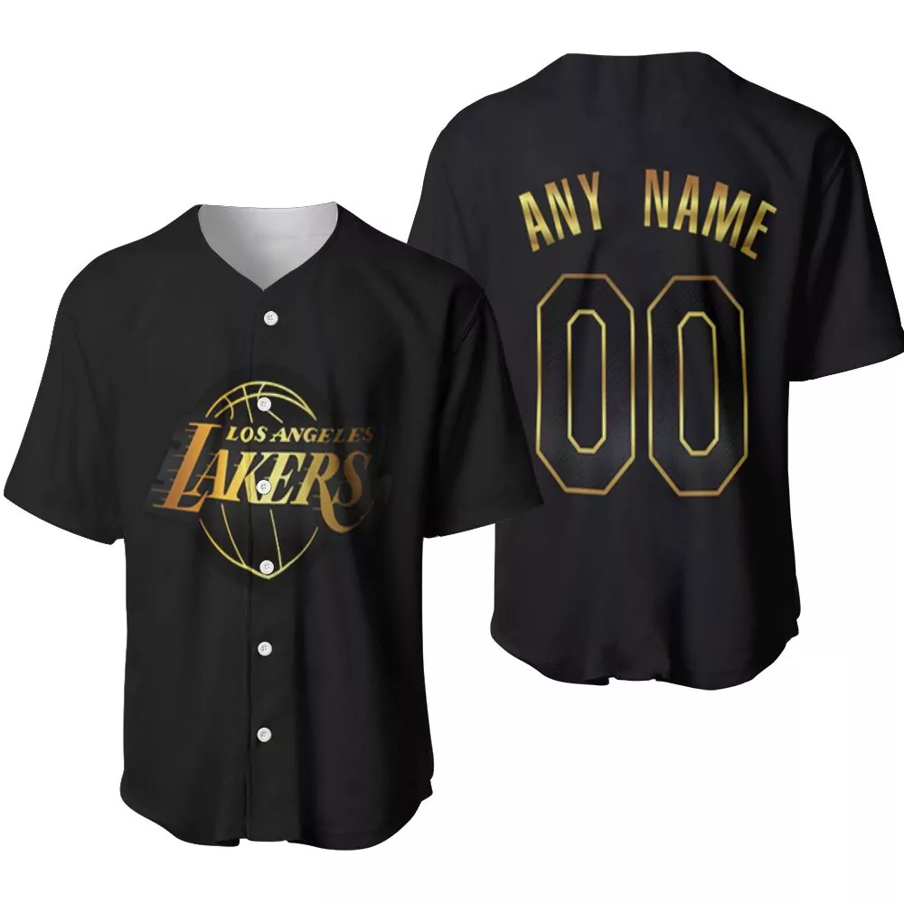Los Angeles Lakers Jersey Black Men Gold Personalized