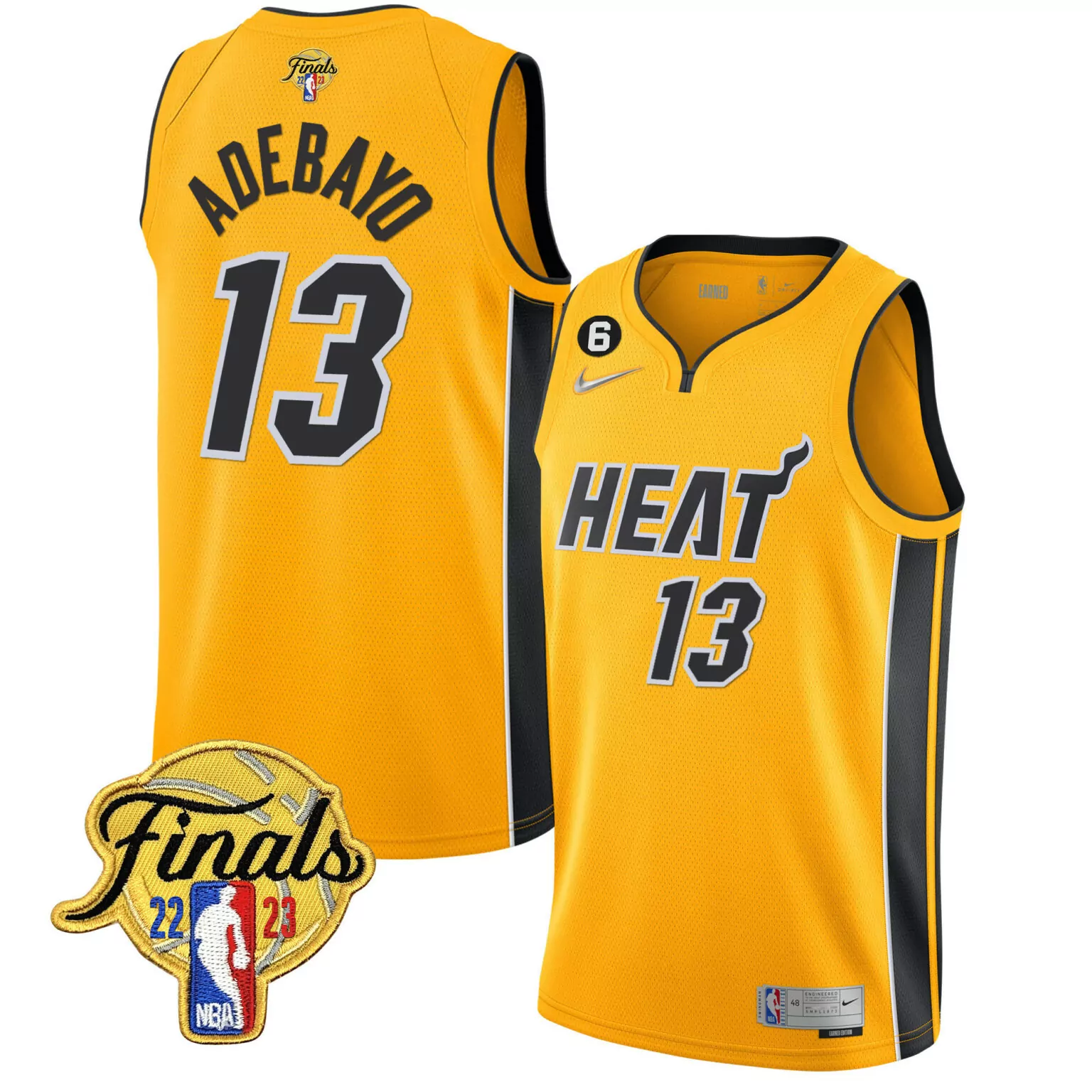 Bam Adebayo 13 Miami Heat Jersey Yellow Finals 2022-2023 Men Black Collection v5
