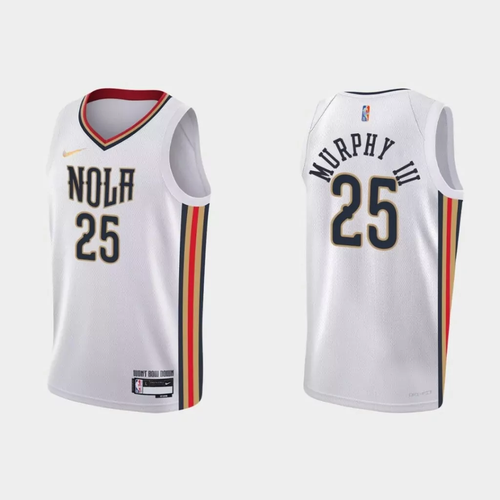 Trey Murphy Iii 25 Jersey White New Orleans Pelicans Men Uniform Navy Gold Red