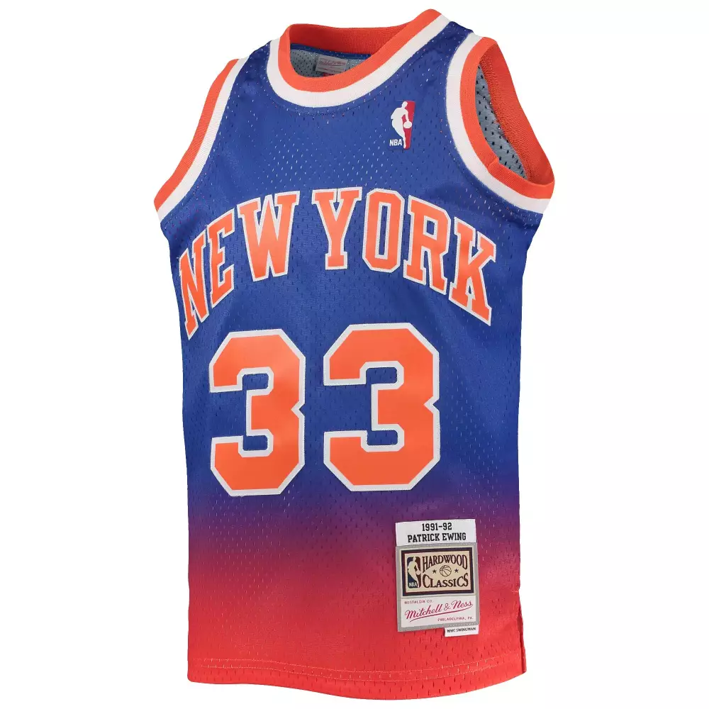 Patrick Ewing 33 New York Knicks Jersey Blue Hardwood Classics Mitchell Ness 1991