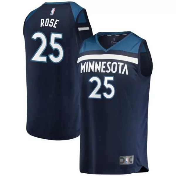 Derrick Rose 25 Jersey Navy Minnesota Timberwolves Men White Teal Icon