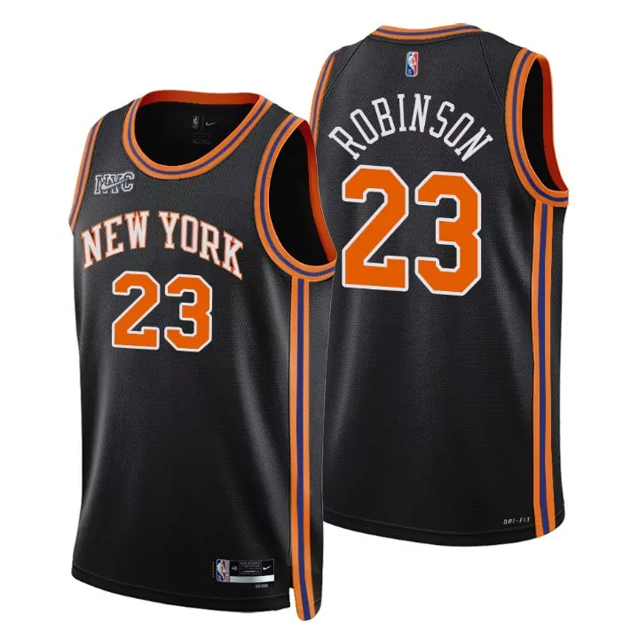 Mitchell Robinson 23 New York Jersey Black Men Standard Orange Blue