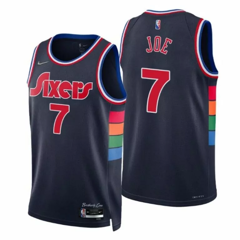 Isaiah Joe 7 Sixers Jersey Navy Blue Brotherly Love Men Alternate Red White Orange