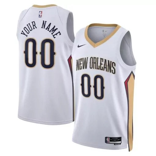 Custom New Orleans Pelicans Jersey White Men Gold Navy Red Unisex