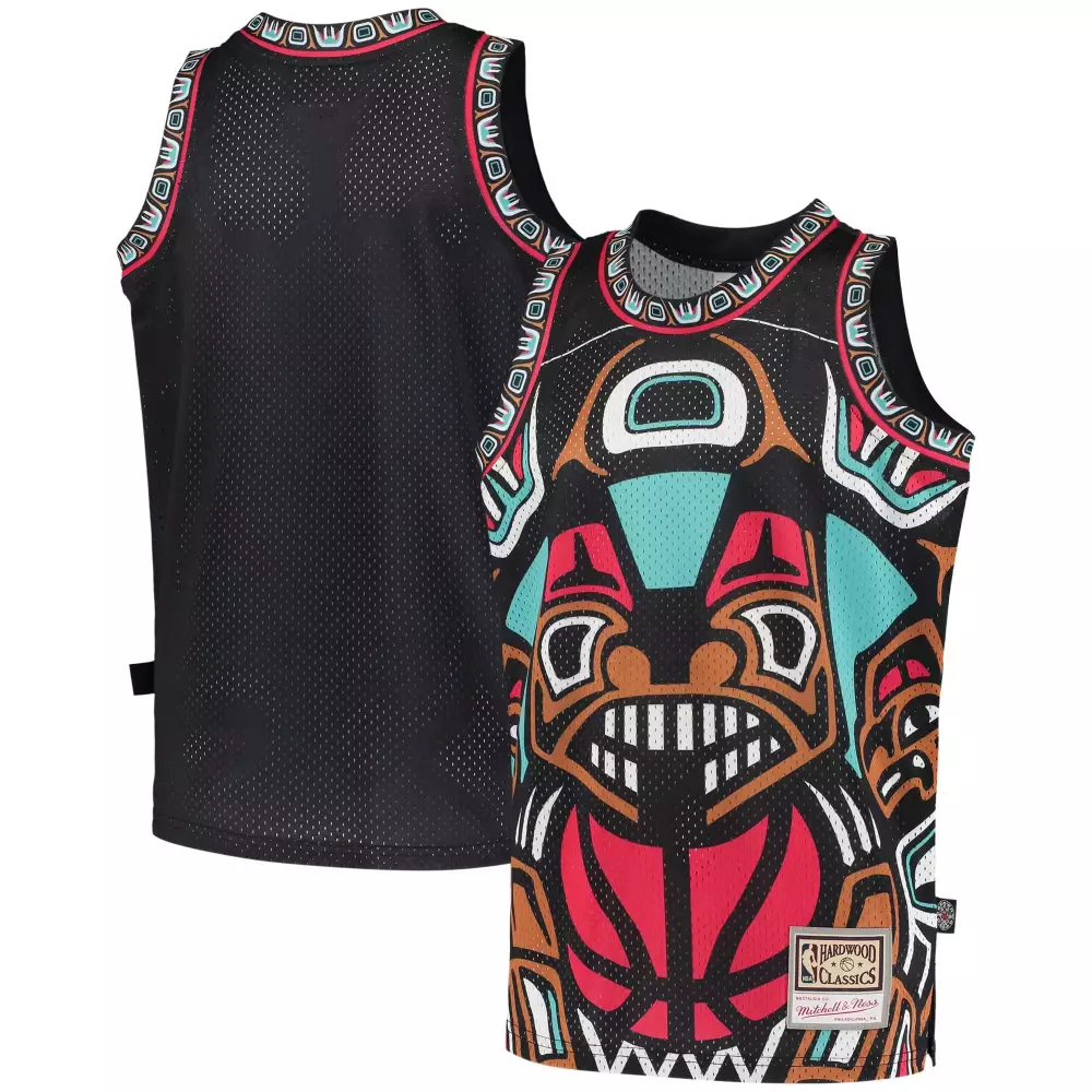 Custom Na Jersey Black Native American Heritage Hardwood Classics Graphic Design
