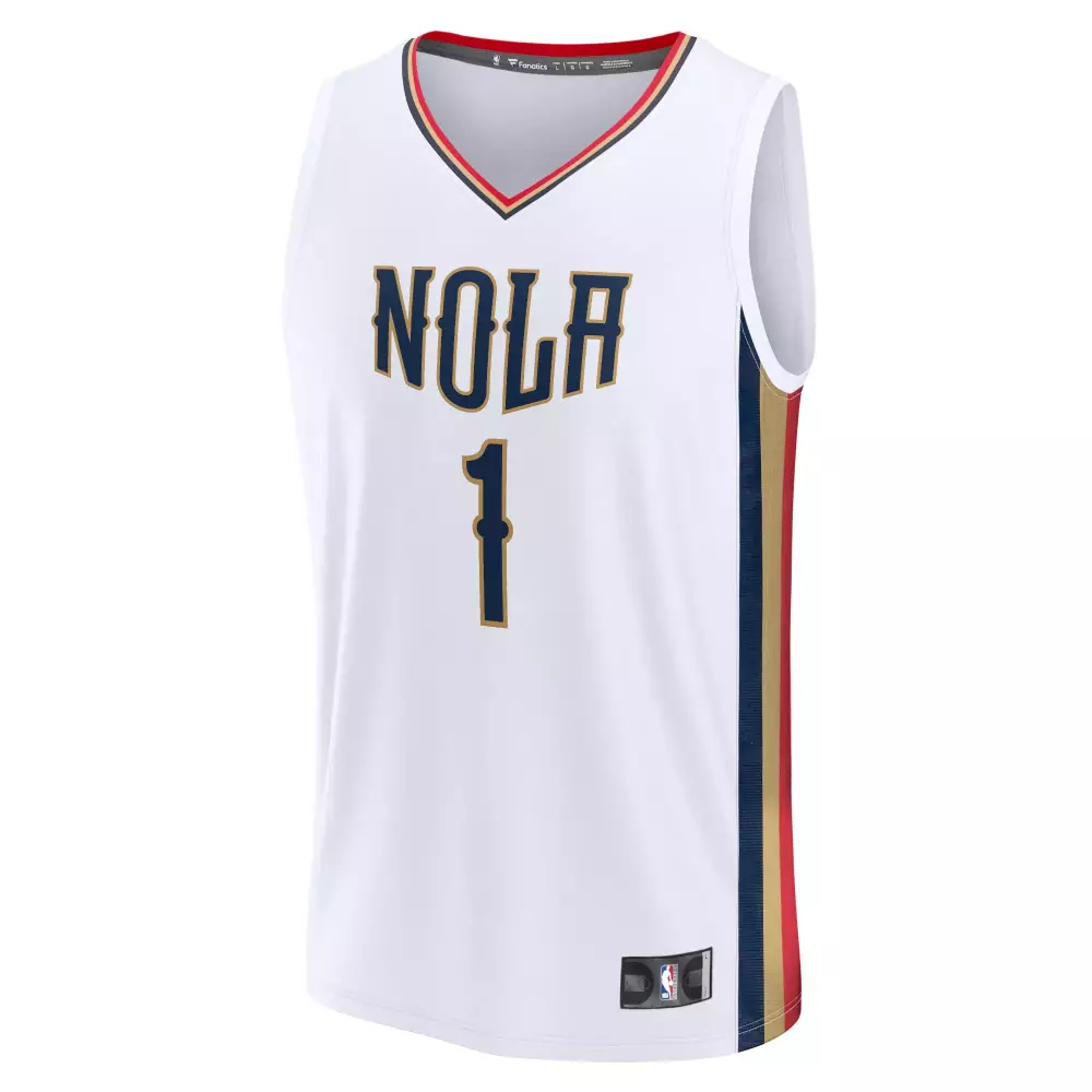 Nola 1 New Orleans Pelicans Jersey White Men N/a Navy Gold Red