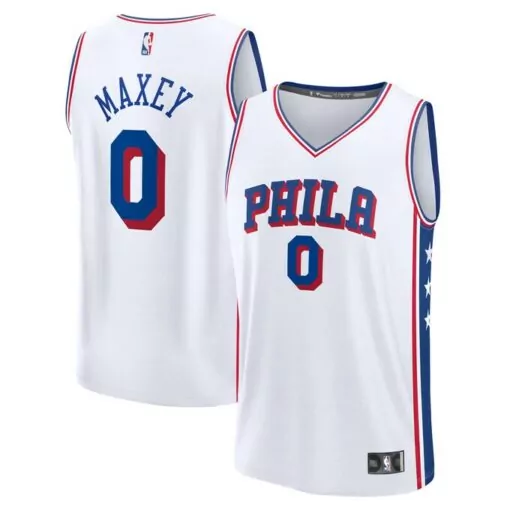 Tyrese Maxey Philadelphia 76ers Jersey White Men Player Blue Red
