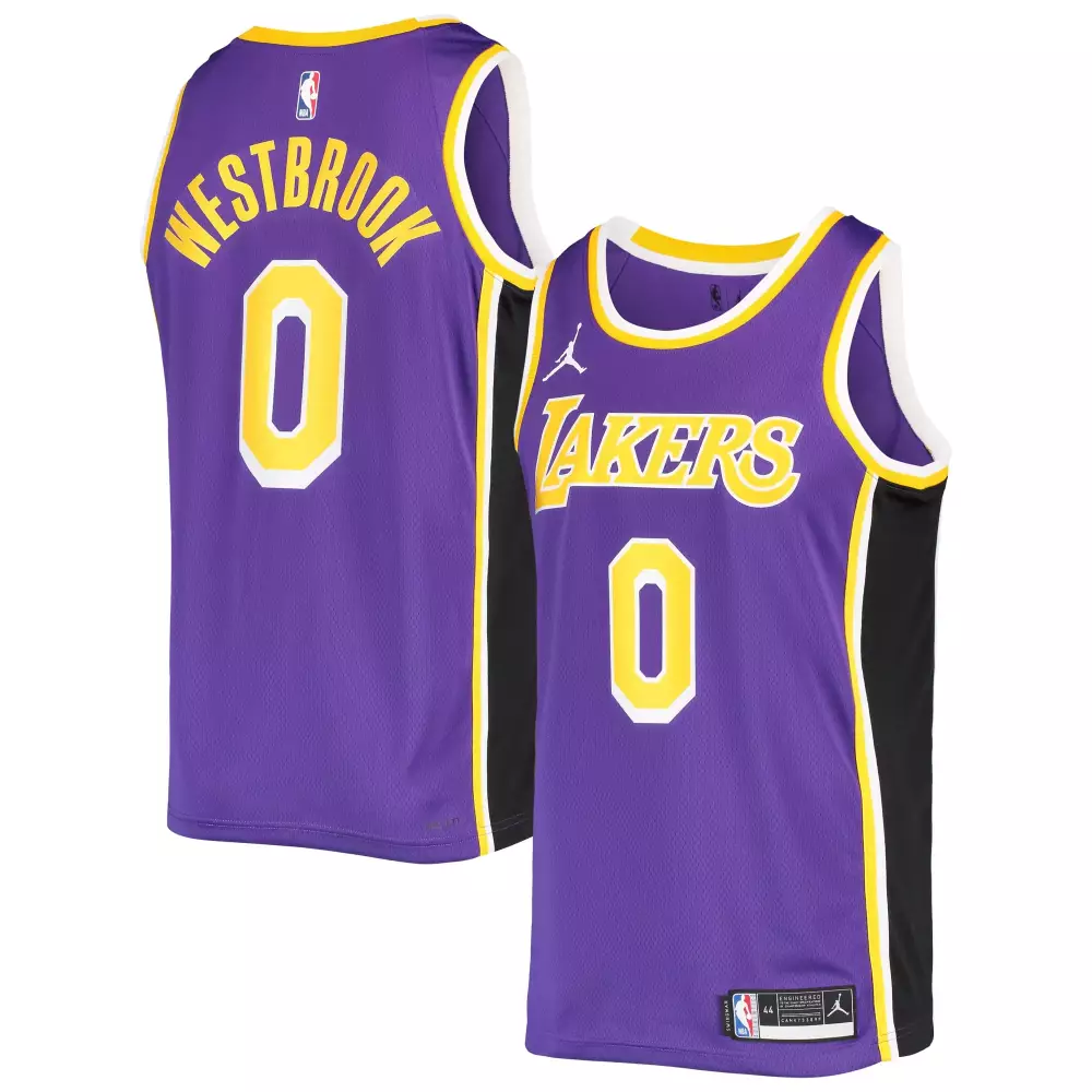 Russell Westbrook Lakers Jersey Purple Men Yellow White Black Swingman