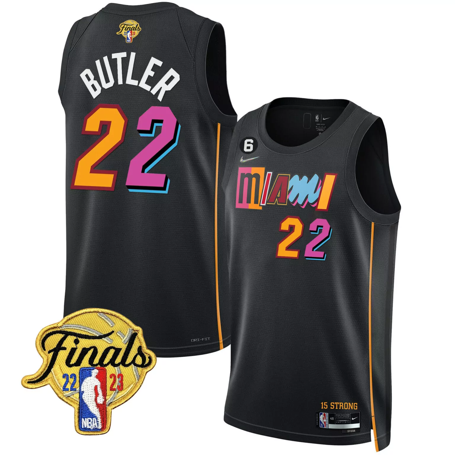Jimmy Butler 22 Miami Jersey Black Finals 2022-2023 2023 Men Team Orange Pink Teal