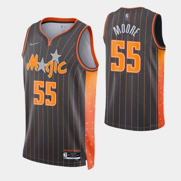 Etwaun Moore 55 Orlando Magic Jersey Gray Men Replica Alternate Orange Anniversary