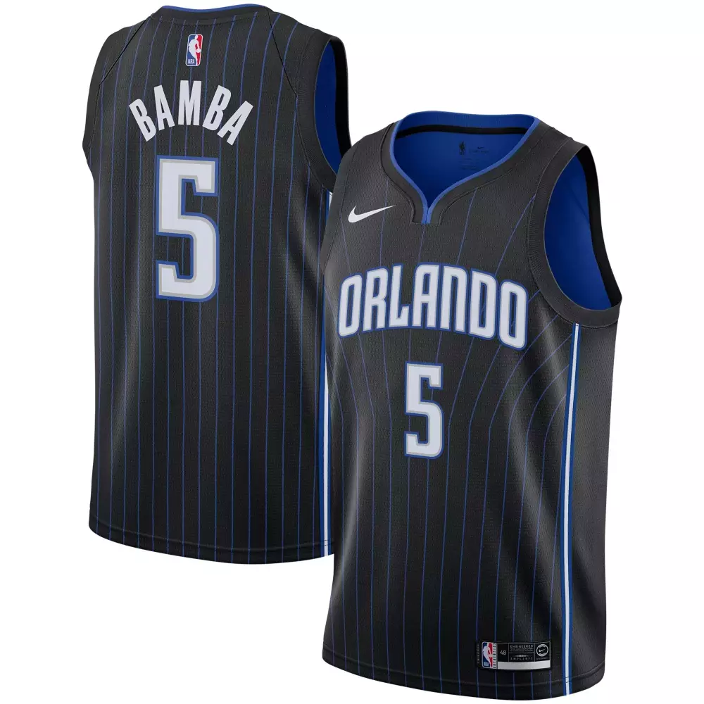 Mohamed Bamba 5 Orlando Magic Jersey Black Men NBA White Blue Icon