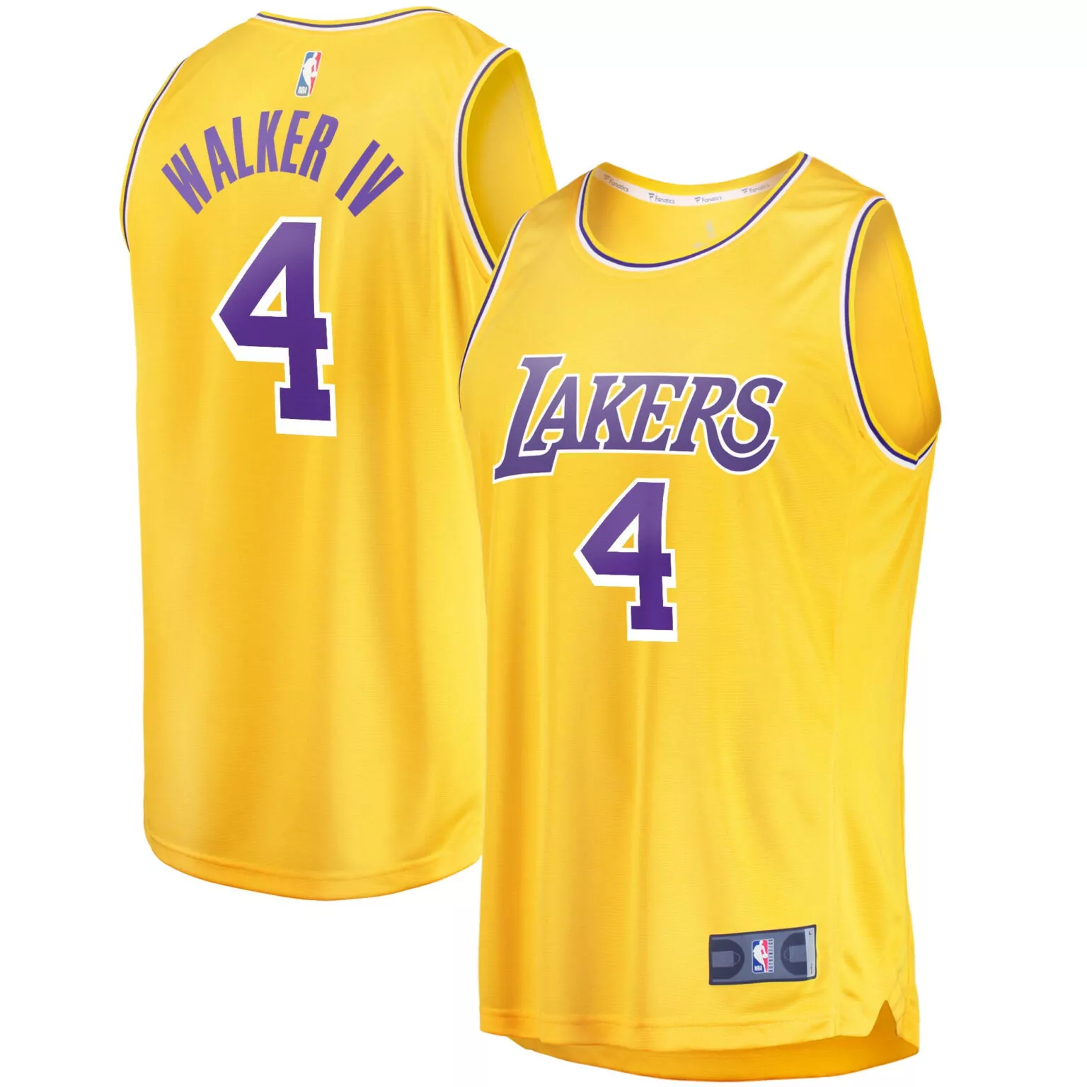 Lonnie Walker 4 Lakers Jersey Yellow Men Standard Purple White Icon