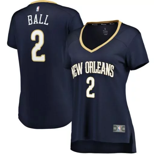 Lonzo Ball 2 New Orleans Pelicans Jersey Navy Women NBA Gold Icon