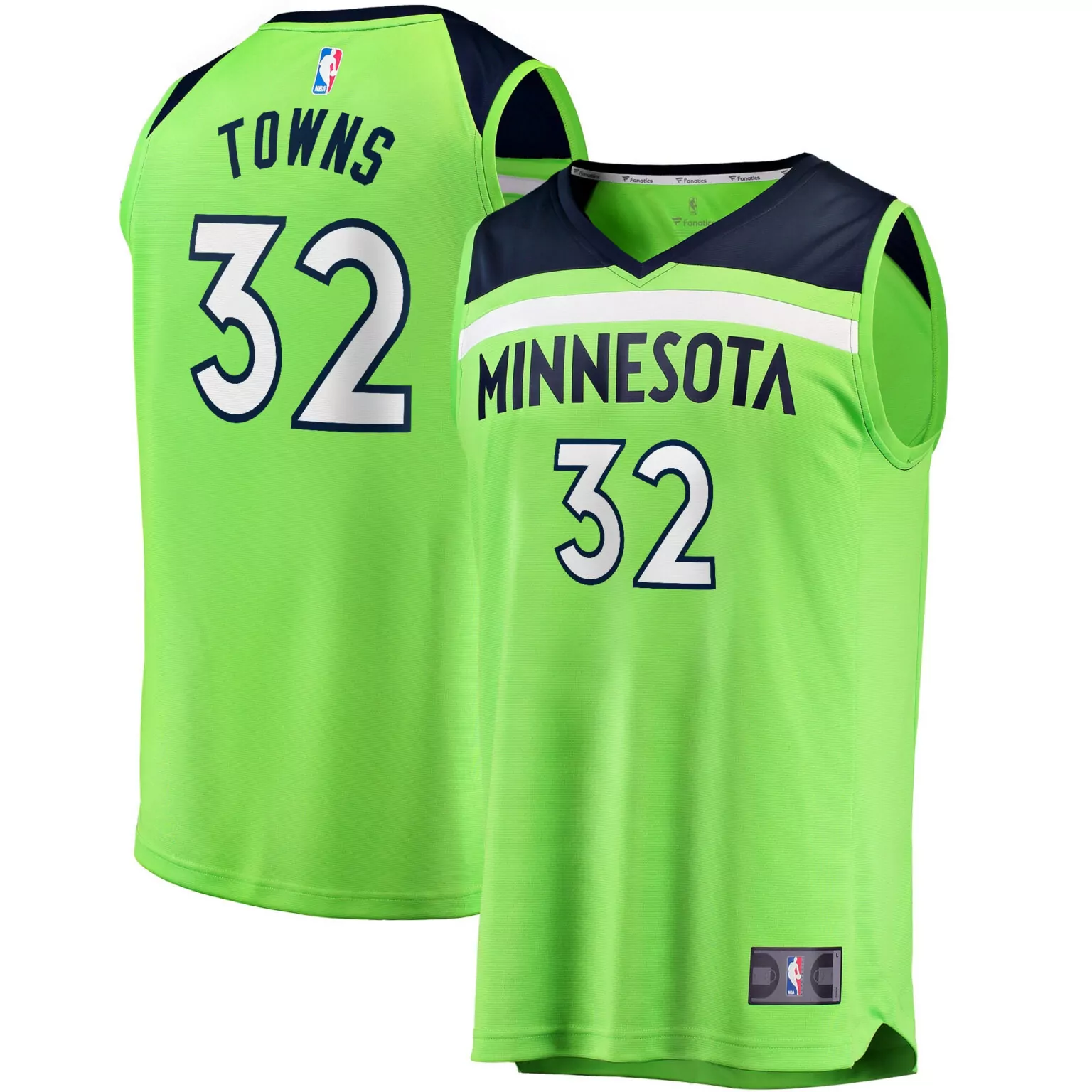 Karl-anthony Towns 32 Minnesota Jersey Lime Green Men Navy Blue White