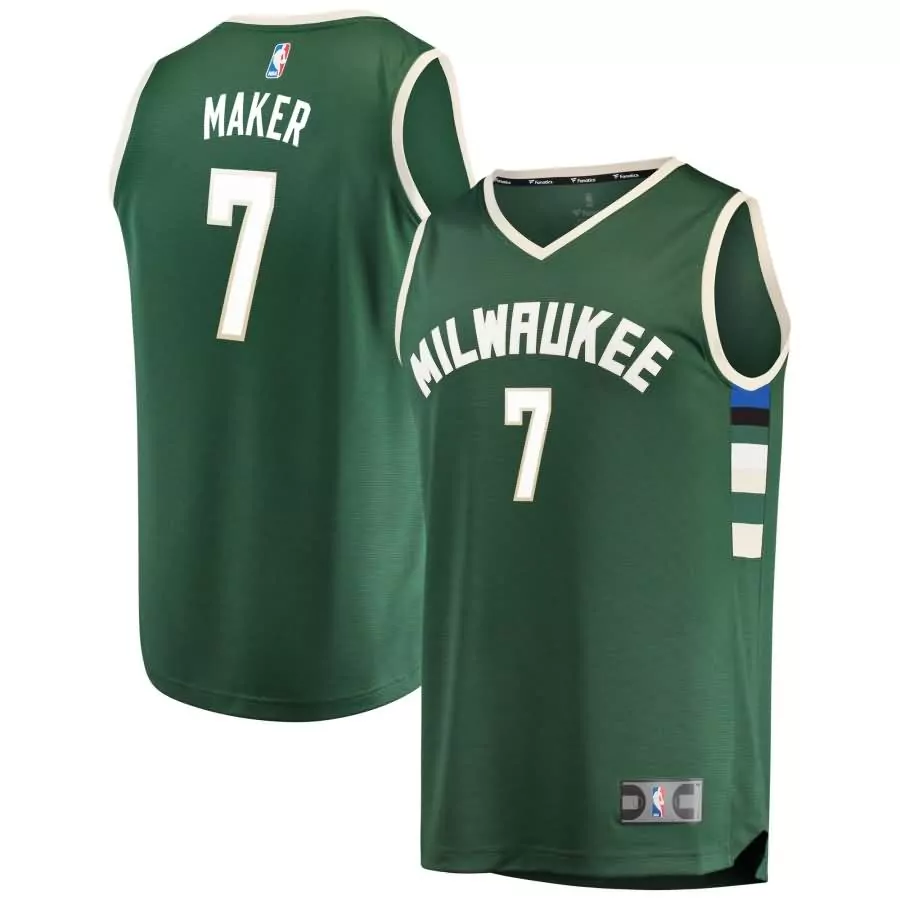 Khaman Maker 7 Milwaukee Bucks Jersey Green Men NBA White Blue Black Icon