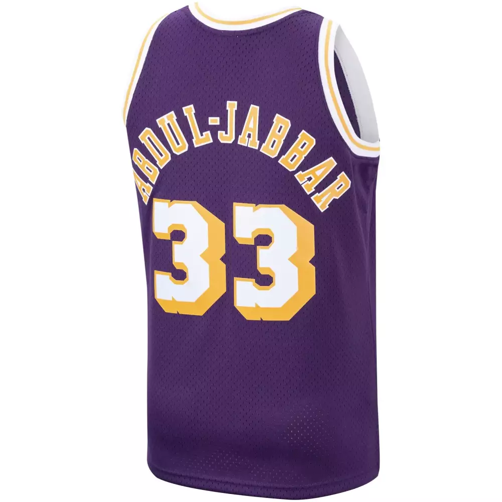 Kareem Abdul 33 Jersey Purple Los Angeles Lakers Men NBA White Yellow Hardwood Classics