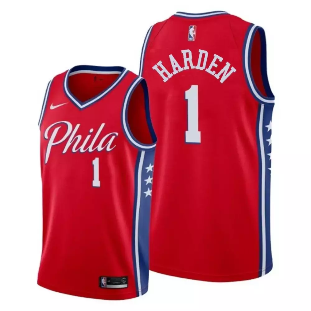James Harden 1 Philadelphia 76ers Jersey Red Men Blue White Icon