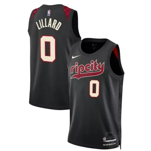 Damian Lillard Jersey Black Portland Trail Blazers Men NBA Red Cream Unisex