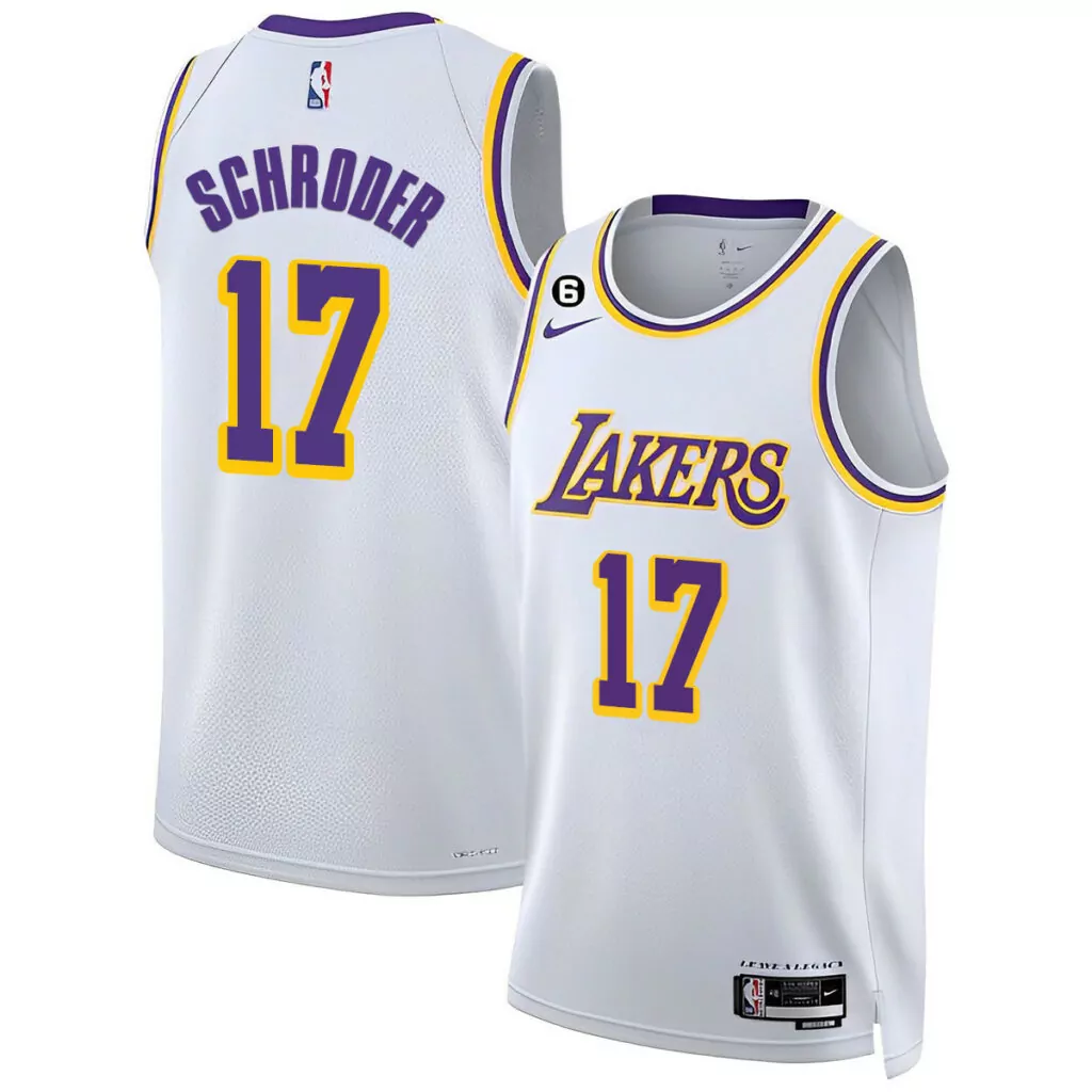 Dennis Schroder 17 Jersey White Los Angeles Lakers Men NBA Purple Yellow Collection