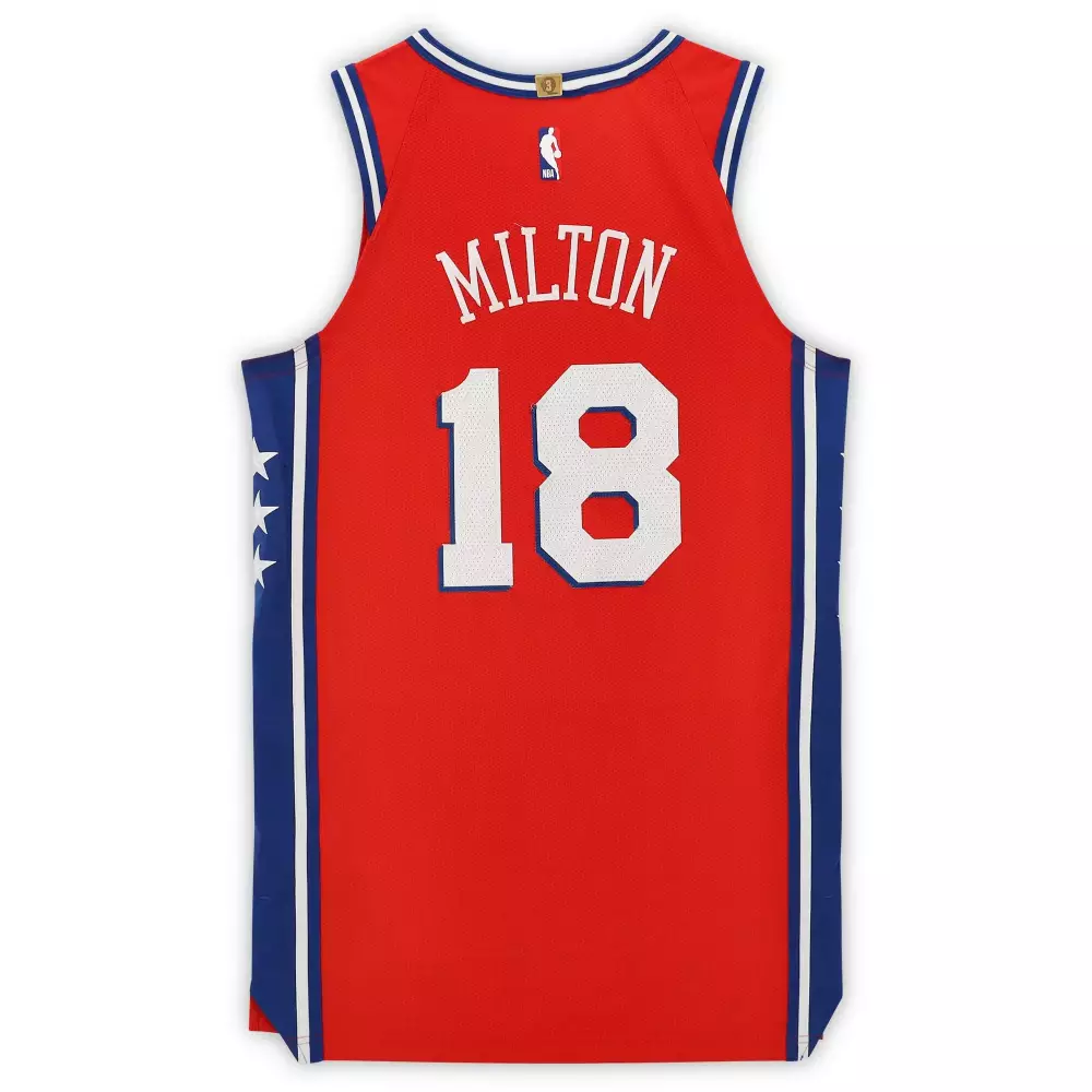 Shake Milton 18 Jersey Red Philadelphia 76ers Men Replica Blue White