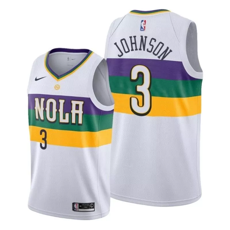 Stanley Johnson 3 Jersey White New Orleans Pelicans Men NBA Split Purple Green Gold