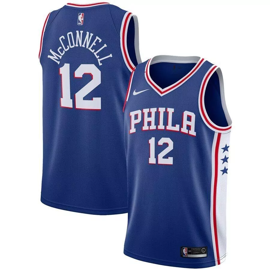 T.j. Mcconnell 12 Jersey Royal Blue Philadelphia 76ers Men White Red Swingman Icon