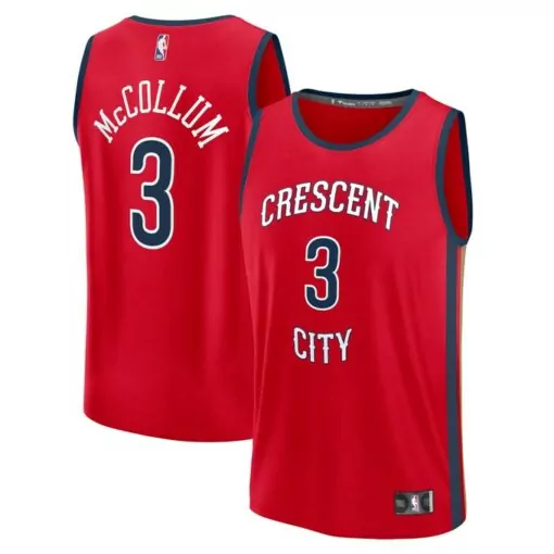Cj Mccollum 3 Jersey Red New Orleans Pelicans Men Crescent City Navy Gold