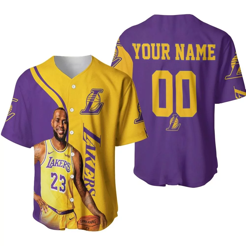 Custom Los Angeles Lakers Jersey Purple Men Split Design Yellow Personalized