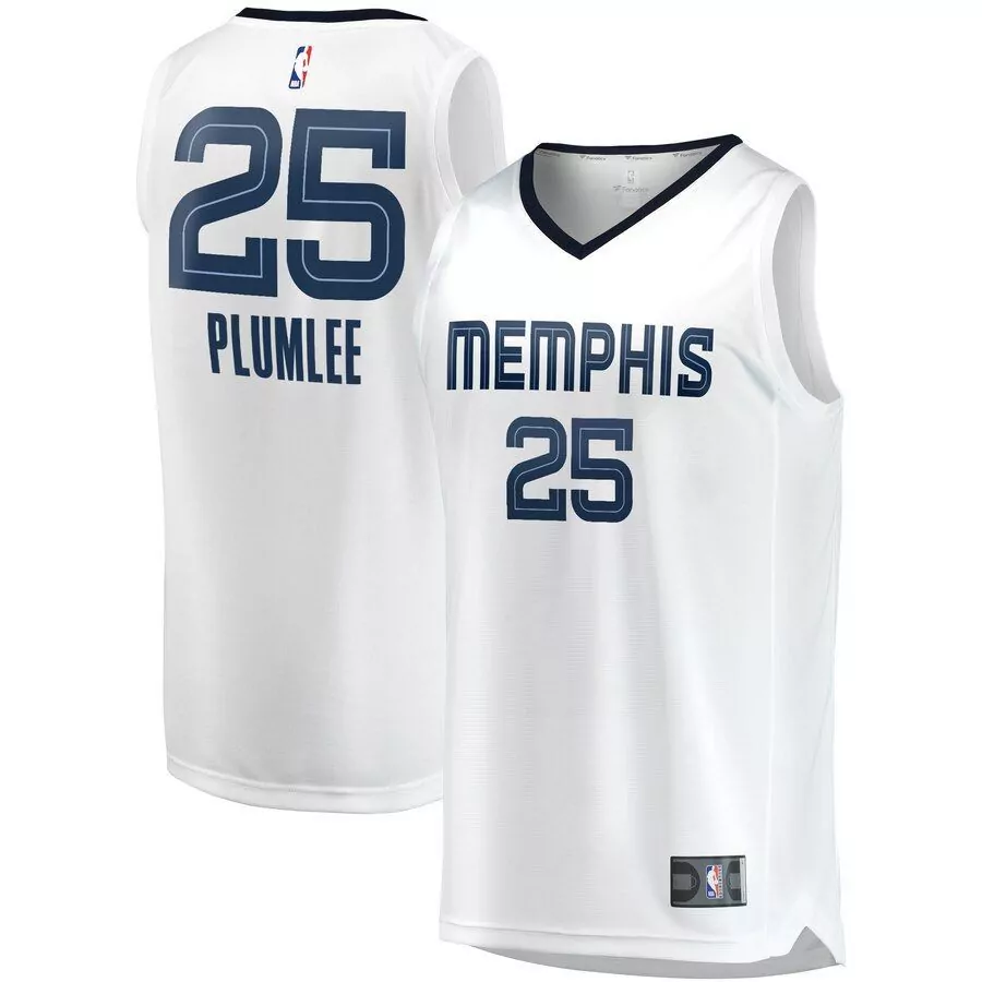 Mason Plumlee 25 Jersey White Memphis Grizzlies Men Navy Blue