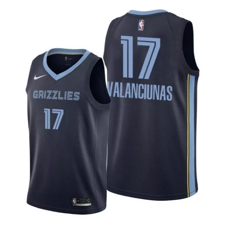Jonas Valanciunas 17 Jersey Navy Memphis Grizzlies Men NBA Light Blue Yellow