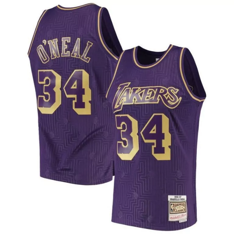 Shaquille Oneal 34 Lakers Jersey Purple 1996-97 O'neal Mitchell Ness Hardwood Classics