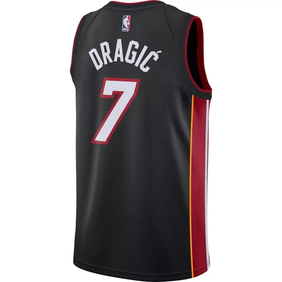 Goran Dragic 7 Miami Heat Jersey Black Men Red White Yellow Swingman Icon