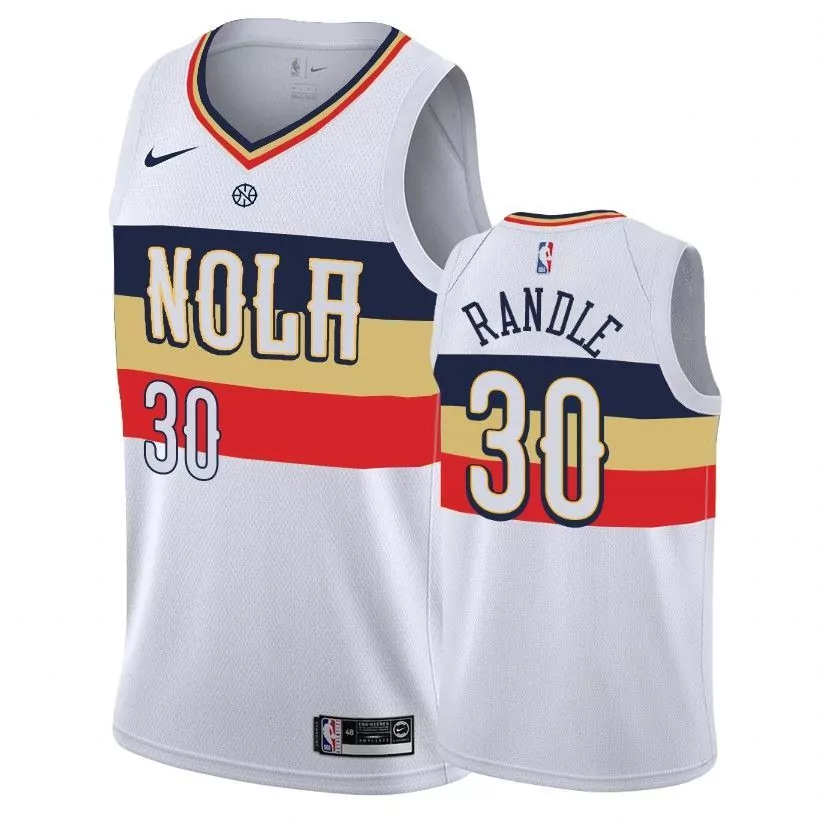 Julius Randle 30 Jersey White New Orleans Pelicans Men Split Design Navy Gold Red