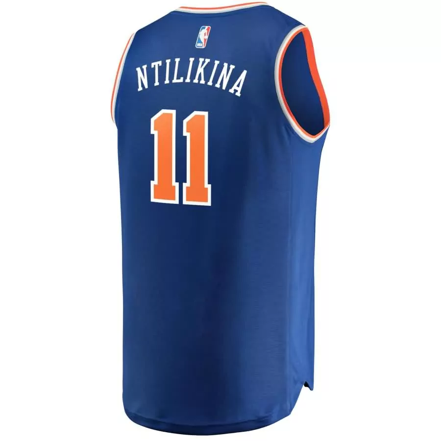 Frank Ntilikina 11 Jersey Blue New York Knicks Men Orange White Icon