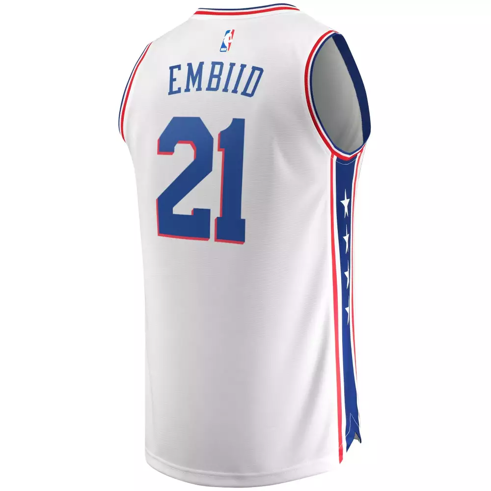 Joel Embiid 21 Philadelphia 76ers Jersey White Men Blue Red