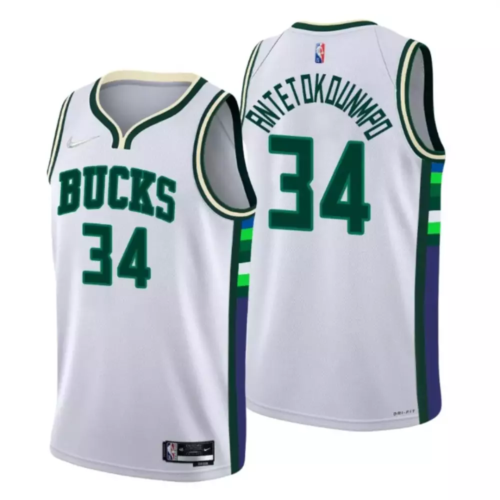 Giannis Antetokounmpo 34 Bucks Jersey White Men Green Navy Blue