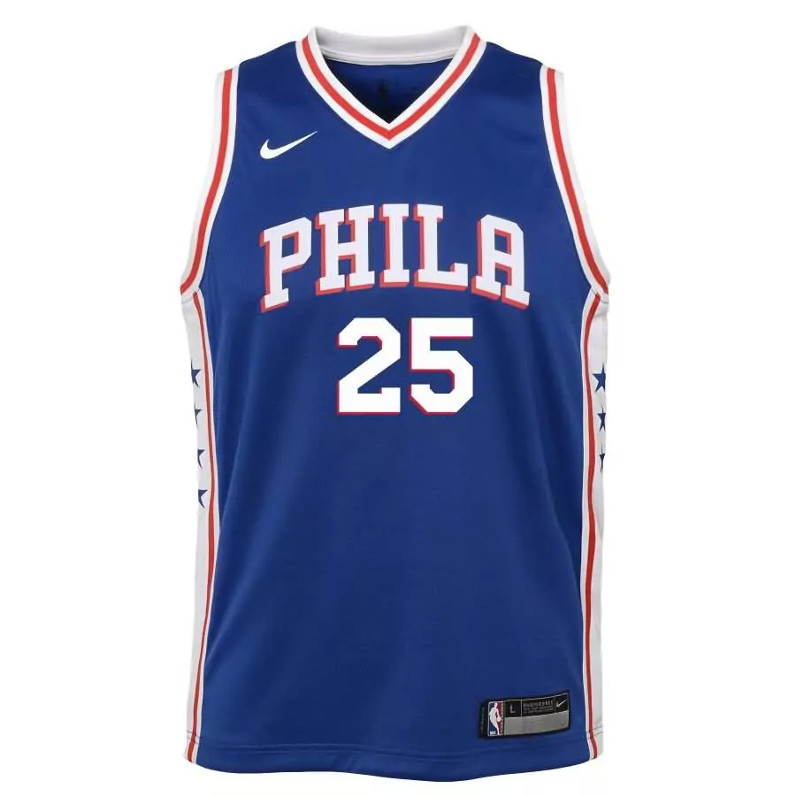 Ben Simmons 25 Philadelphia 76ERS Jersey Blue Men White Red Swingman Icon