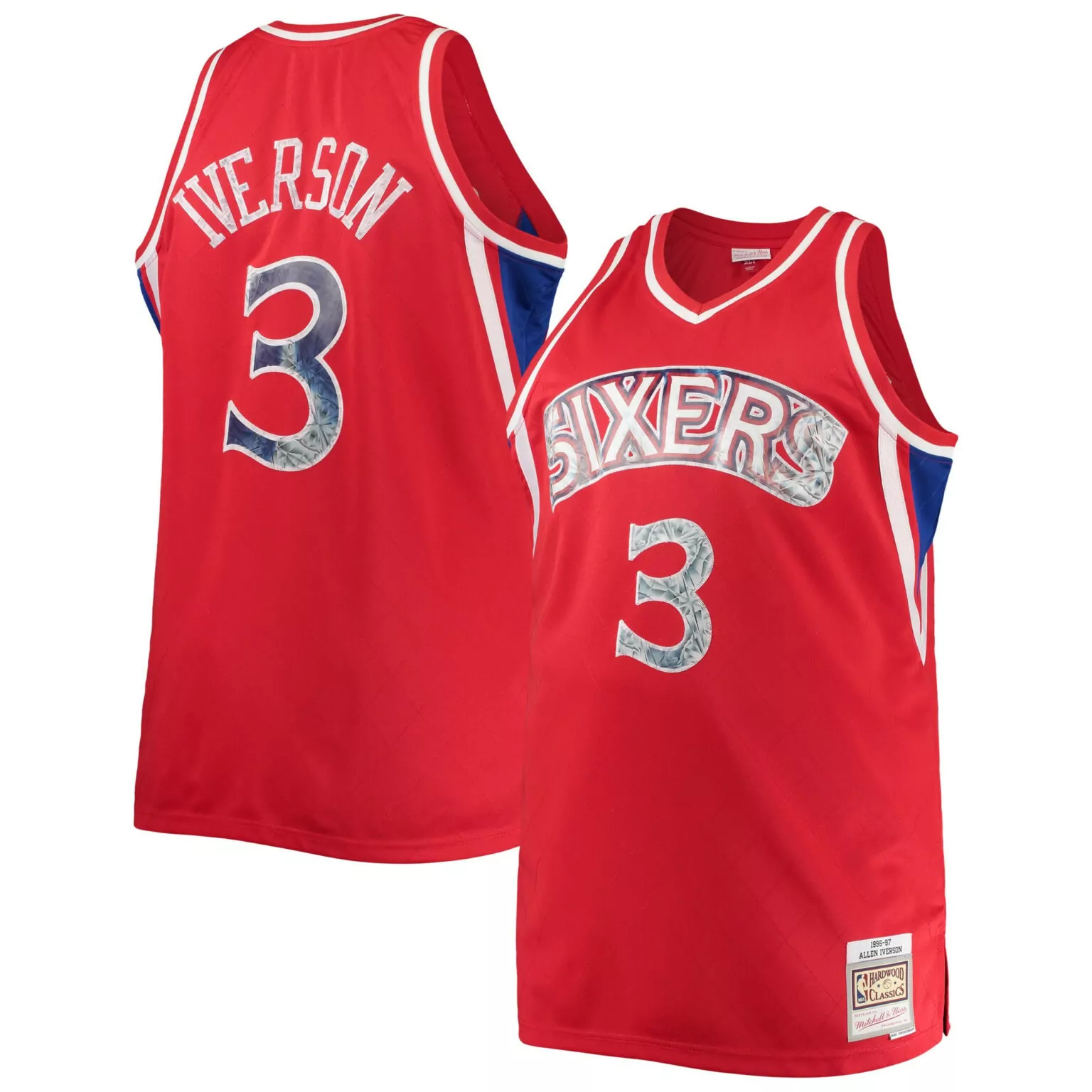Allen Iverson 3 76ERS Jersey Red Men Player Blue White Anniversary