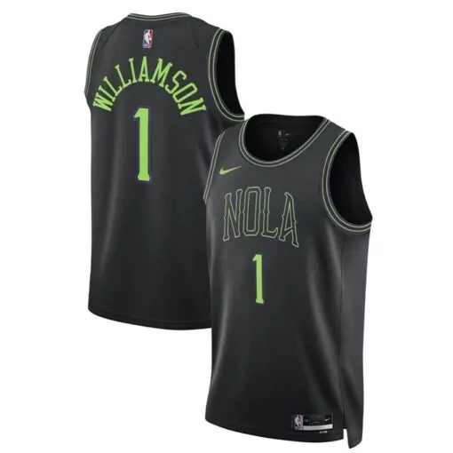 Zion Williamson 1 Jersey Black New Orleans Pelicans Men Association Lime Green Unisex