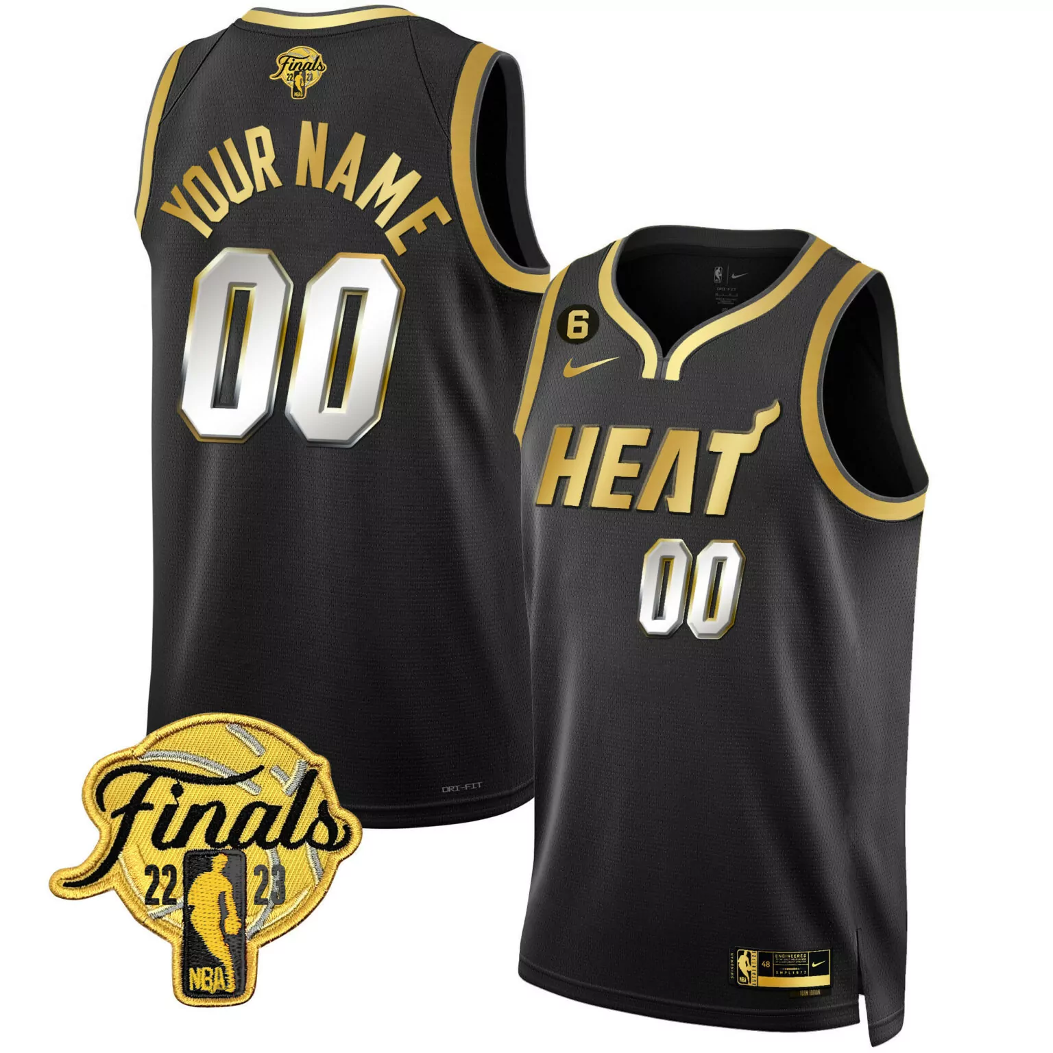 Custom Miami Heat Jersey Black Finals 2022-2023 Men NBA Gold Collection All Stitched