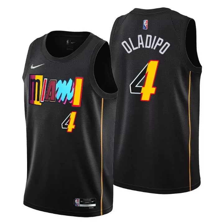 Victor Oladipo 4 Miami Heat Jersey Black Men Yellow Pink Blue Purple Orange White