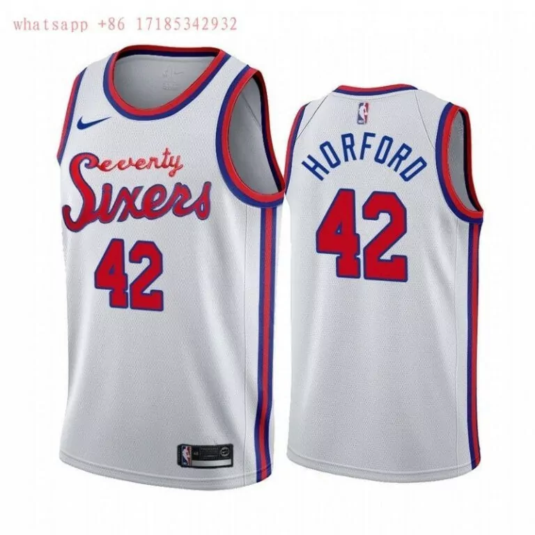 Al Horford 42 Philadelphia 76ers Jersey White Men Blue Red