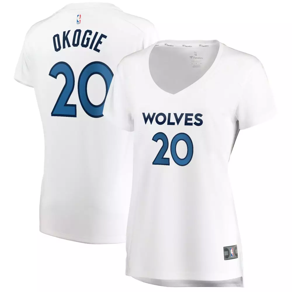 Josh Okogie 20 Wolves Jersey White Women T-shirt Blue