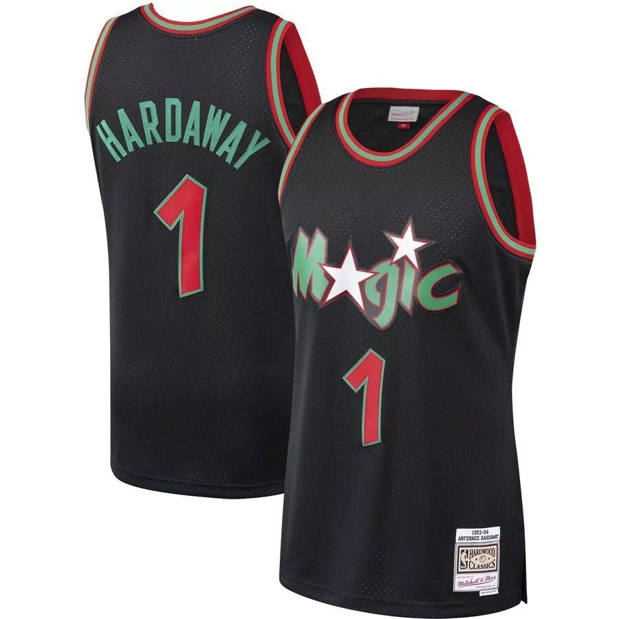 Penny Hardaway 1 Orlando Magic Jersey Black 1993-94 Hardwood Classics Men Throwback