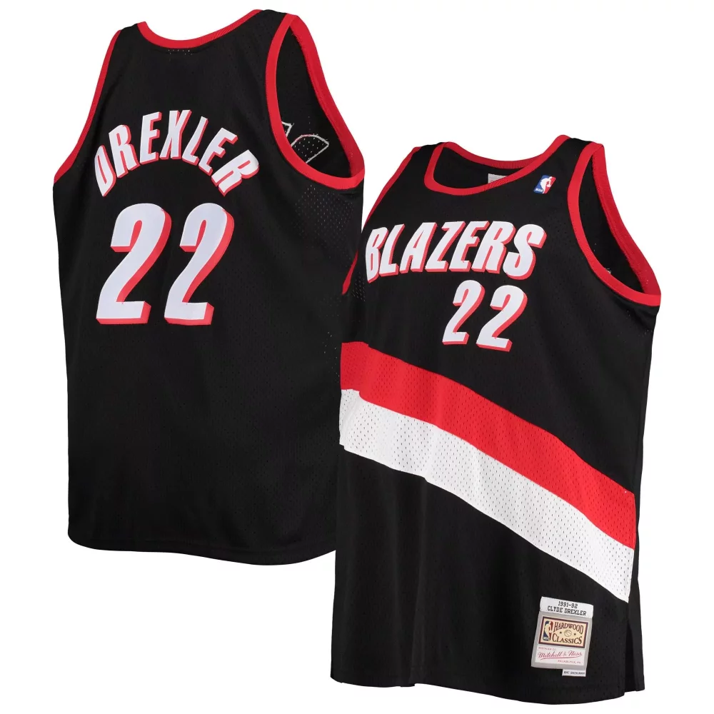 Clyde Drexler 22 Blazers Jersey Black 1991-92 Mitchell Ness Hardwood Classics Men